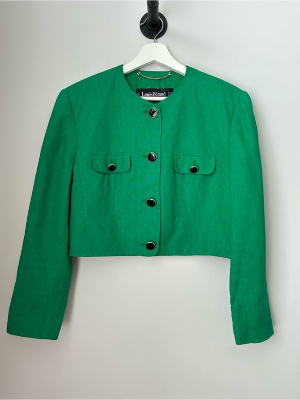 Louis Feraud Cropped Button-Up Blazer Jacket